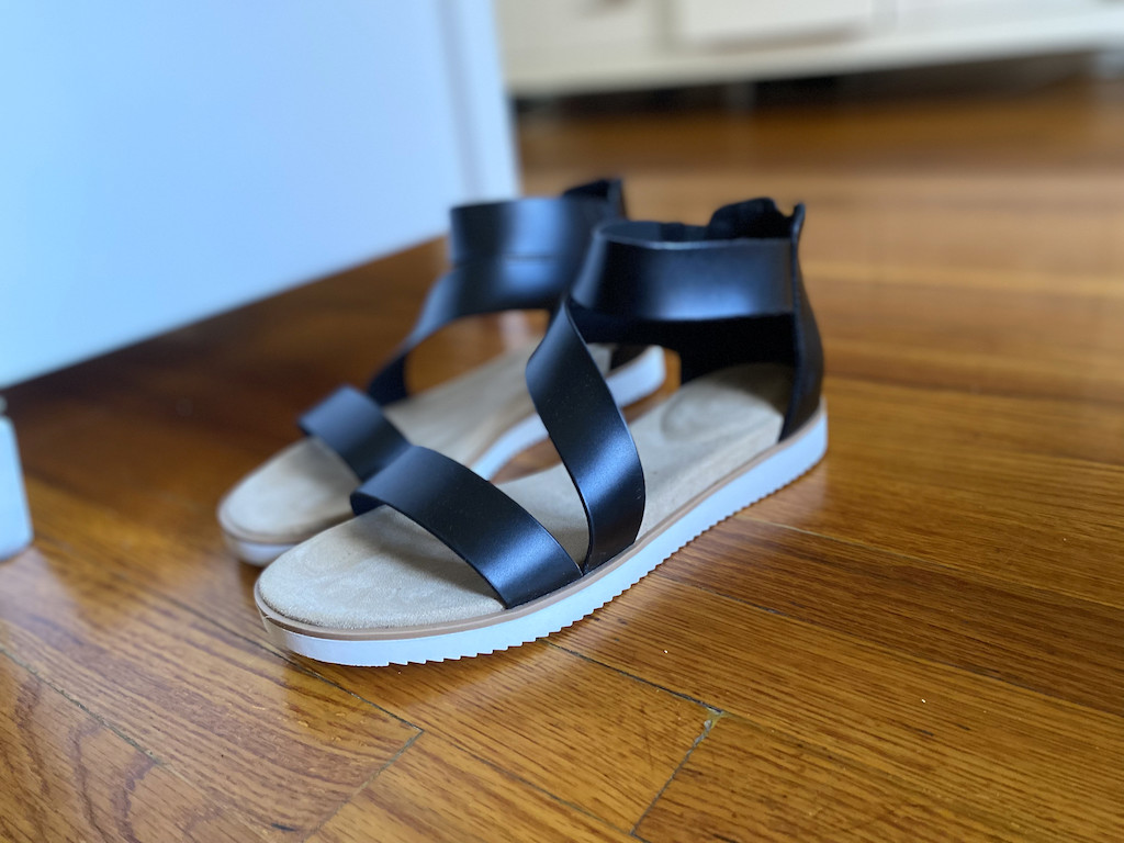 Walmart black strappy sandals 