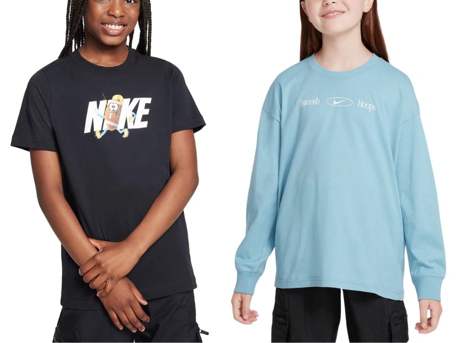 two girls wearing Nike tees