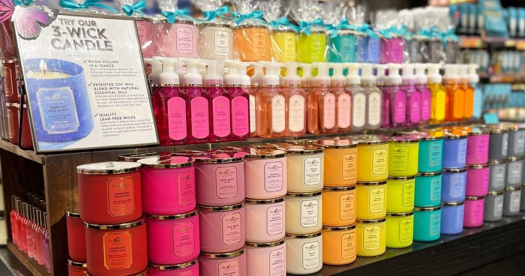 bath & body works candles in rainbow order