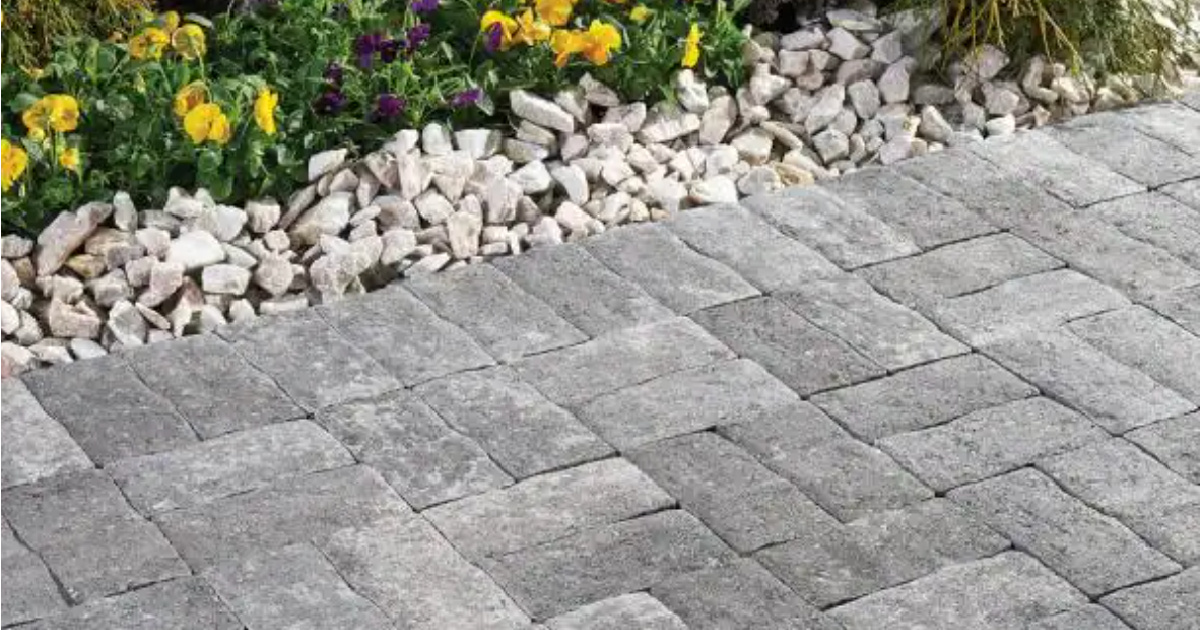 patio made of gray colored home depot concrete pavers and bricks