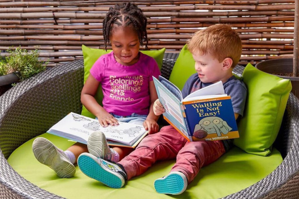 Kids reading books together