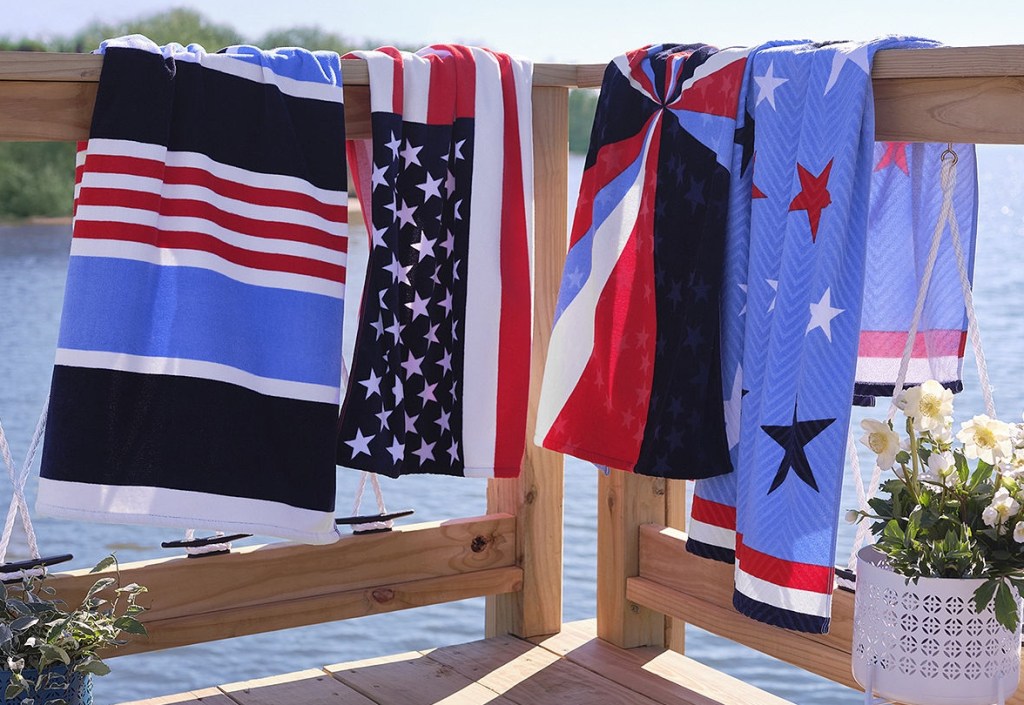 towels on a railing