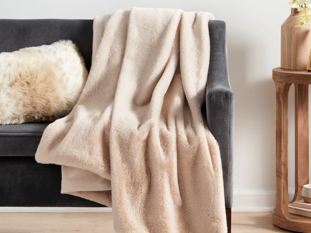 Threshold Faux Rabbit Fur Throw Blanket