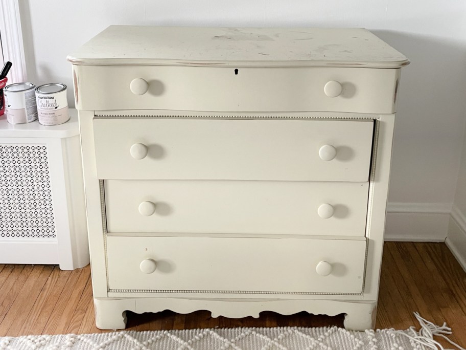 cream dresser before adding chalk paint 