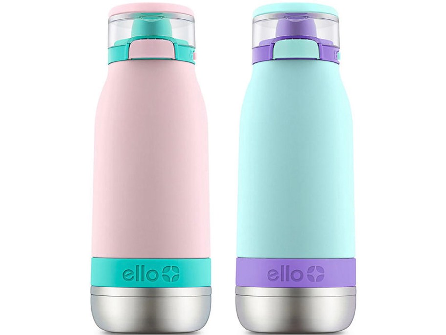 pink and teal stainless steel water bottles