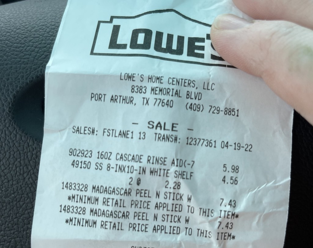 lowes reciept