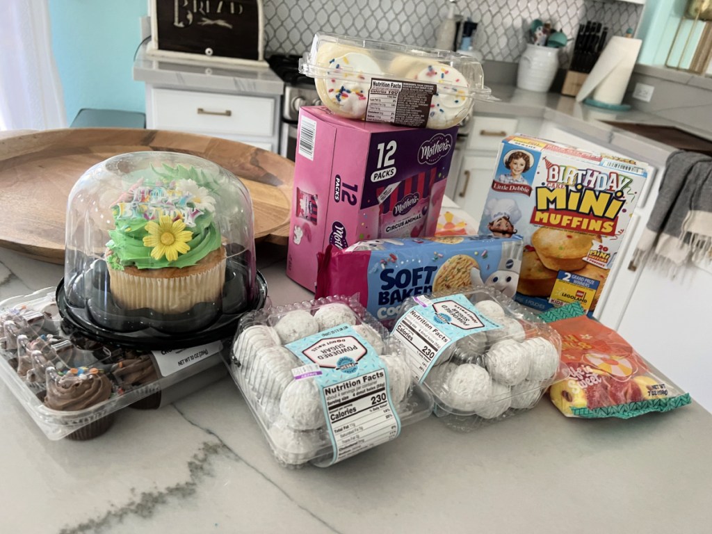 supplies on the counter for birthday snack board