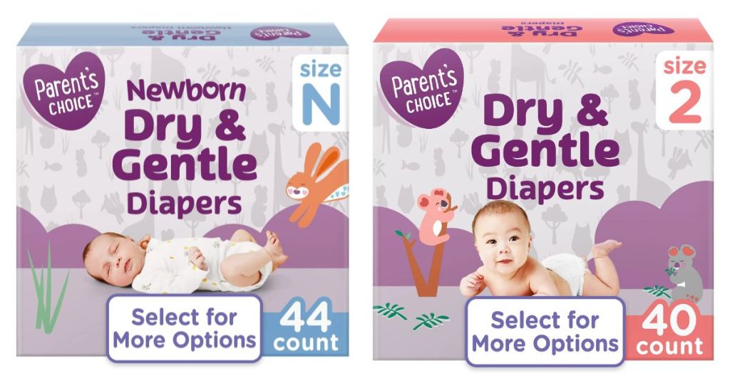 Parents Choice diapers boxes