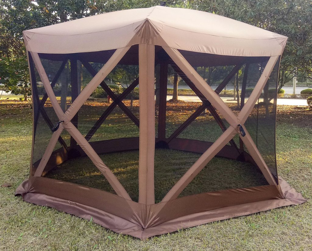 brown pop-up gazebo outdoors