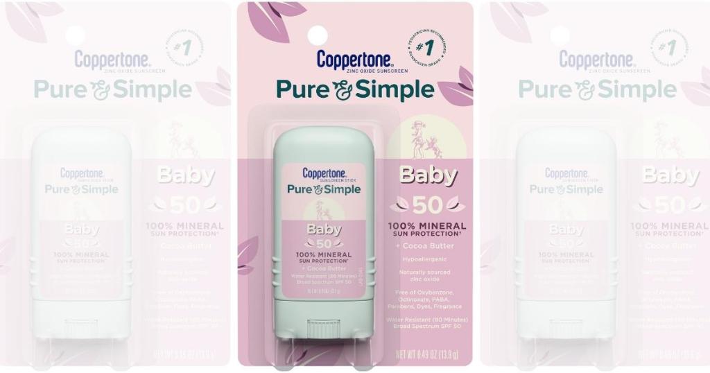 Coppertone Pure & Simple Baby SPF 50 Sunscreen Stick w/ Zinc Oxide