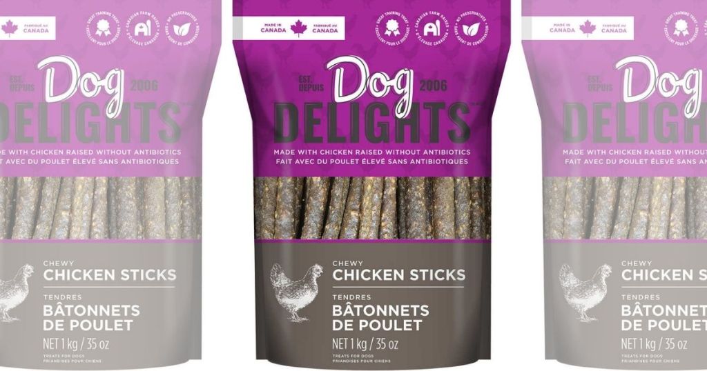 three bags of dog treats