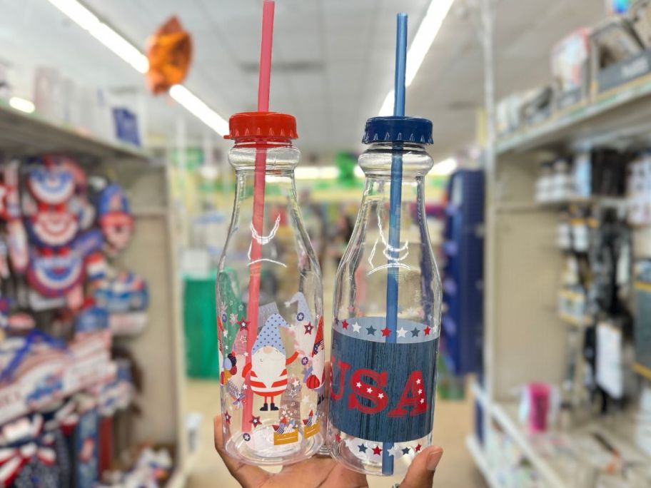 Dollar Tree Patriotic Plastic Tumblers with Straws