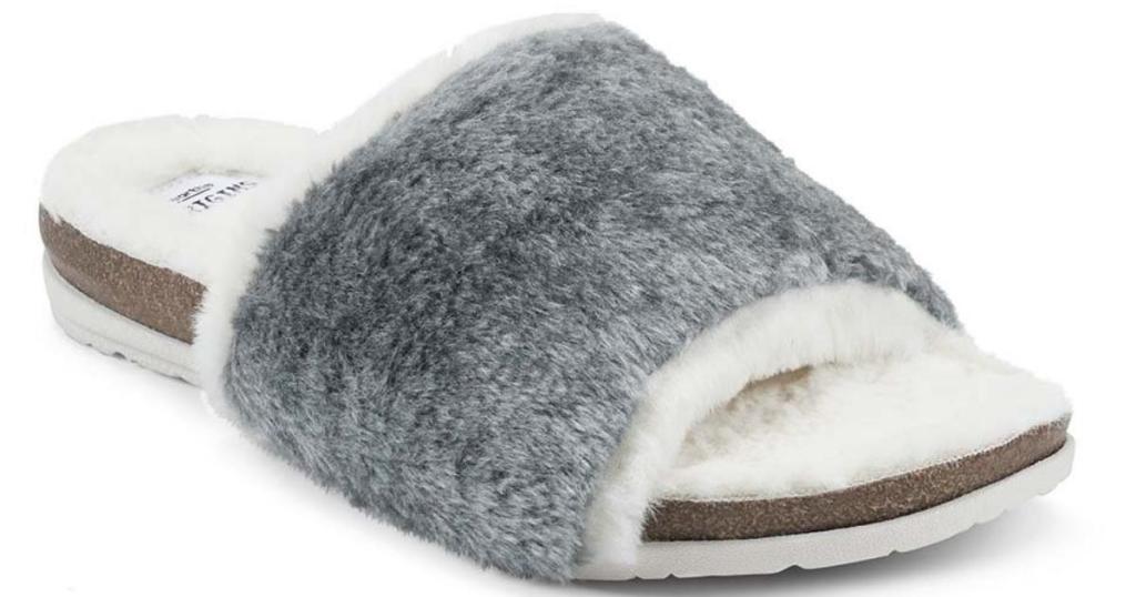 Earth Origins Women's Frost Gray Fur Faux Fur Slides