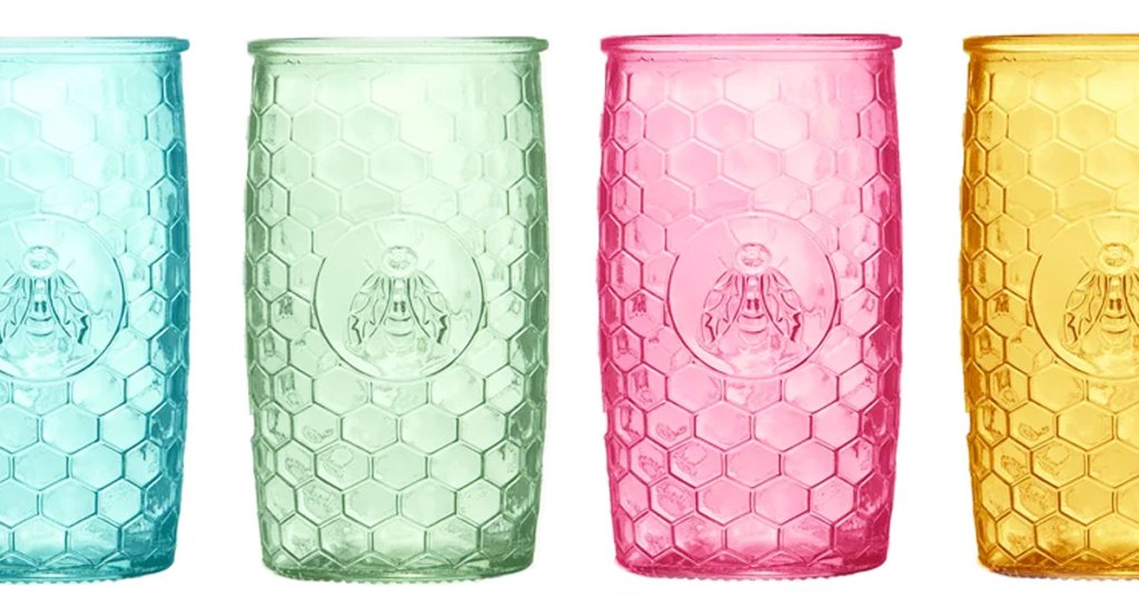 colorful bee highball glasses