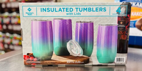 Insulated Tumblers w/ Lids 4-Pack Only $14.98 on SamsClub.online | Keeps Drinks Cold for Hours