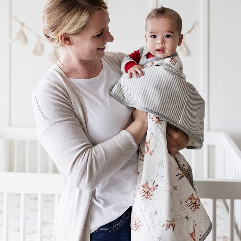 Mom with baby and blanket