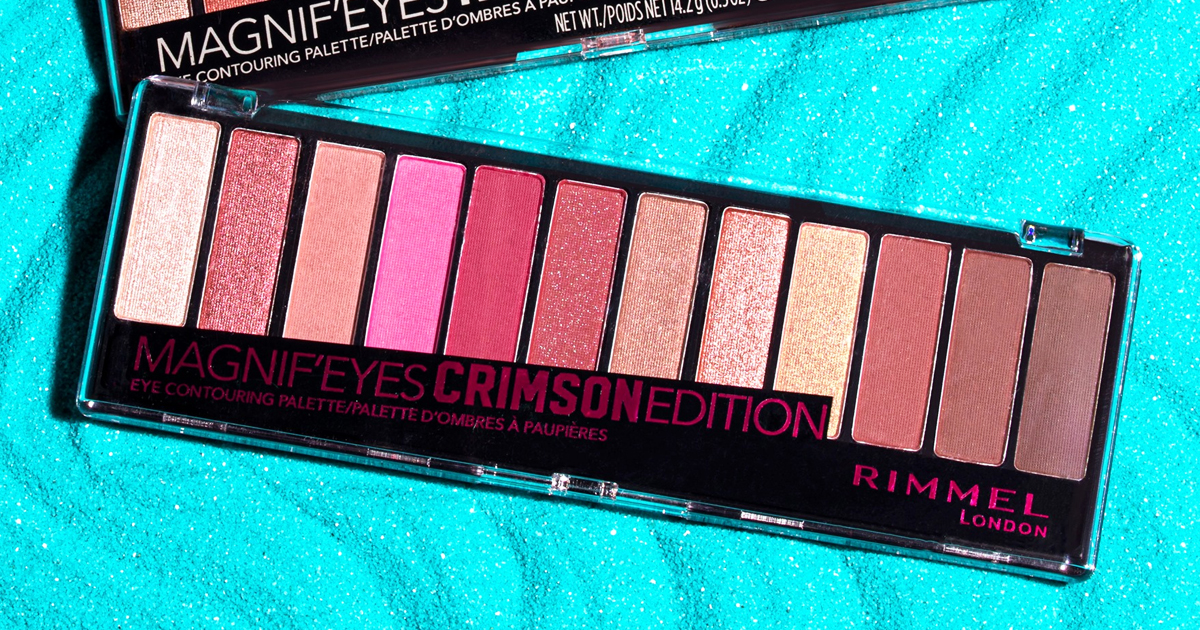 Rimmel Magnif'eyes Eyeshadow Palette on blue background