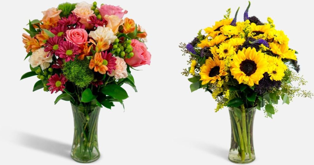 two flower bouquets