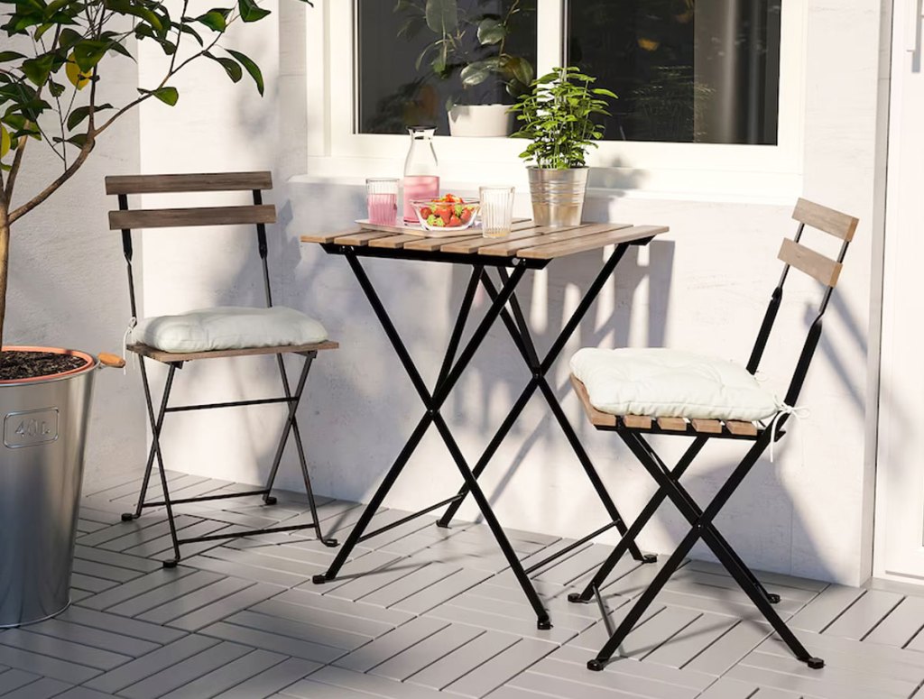 bistro set on patio