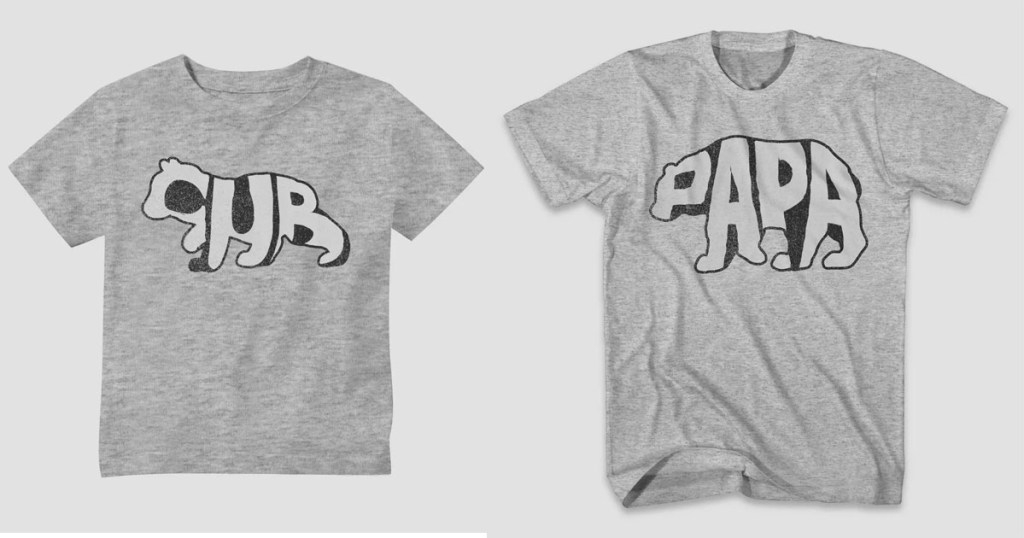 cub and papa gray tees