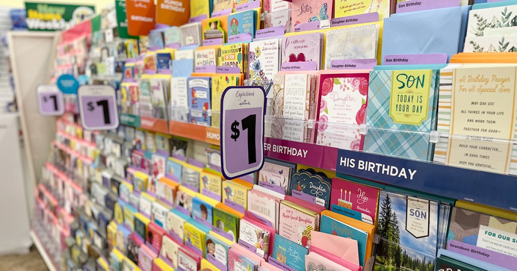 greeting card selection at dollar tree