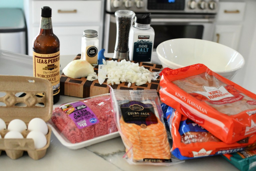 ingredients for sheet pan cheeseburger sliders 