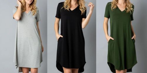 onlinefy V-Neck Pocket Dress Only $14.99 Shipped (Regularly $30) | Plus-Sizes Included