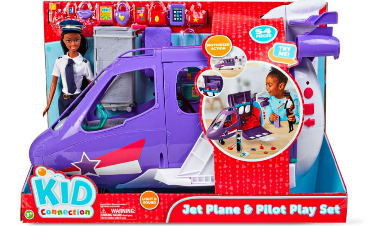 Kid Connection Jet Plane &amp; Pilot Play Set, Dark Skin Tone, 54 Pieces