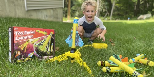 Jasonwell Toy Rocket Launcher Set Just $10.87 on Amazon | Launches Up to 100′ & No Batteries Needed!