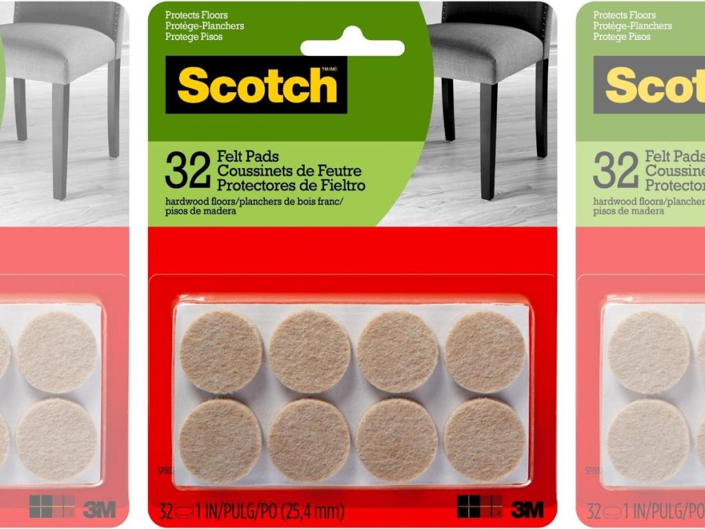 Scotch Felt 1-Inch Pads 32-Count