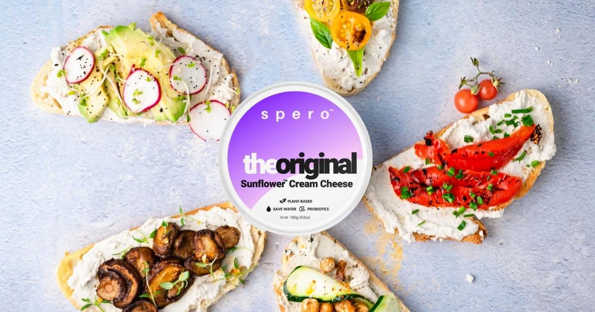 spero plant-based original cream cheese with bread