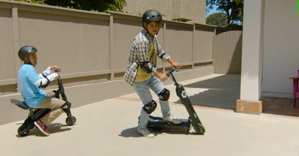 boys riding VIRO Rides Vega Pro Electric Scooters