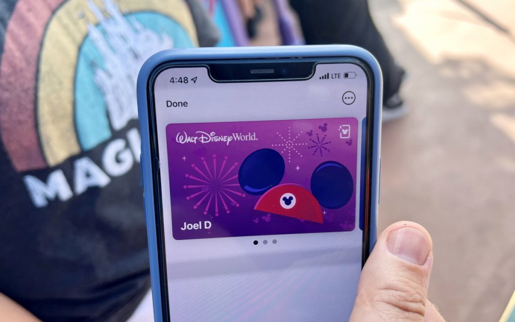 disney ticket on phone