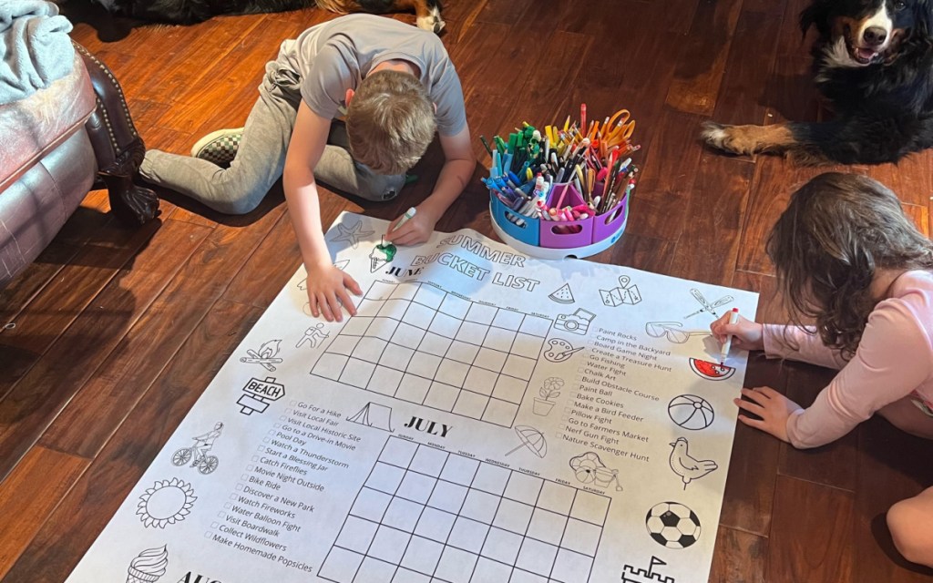 kids coloring summer bucket list