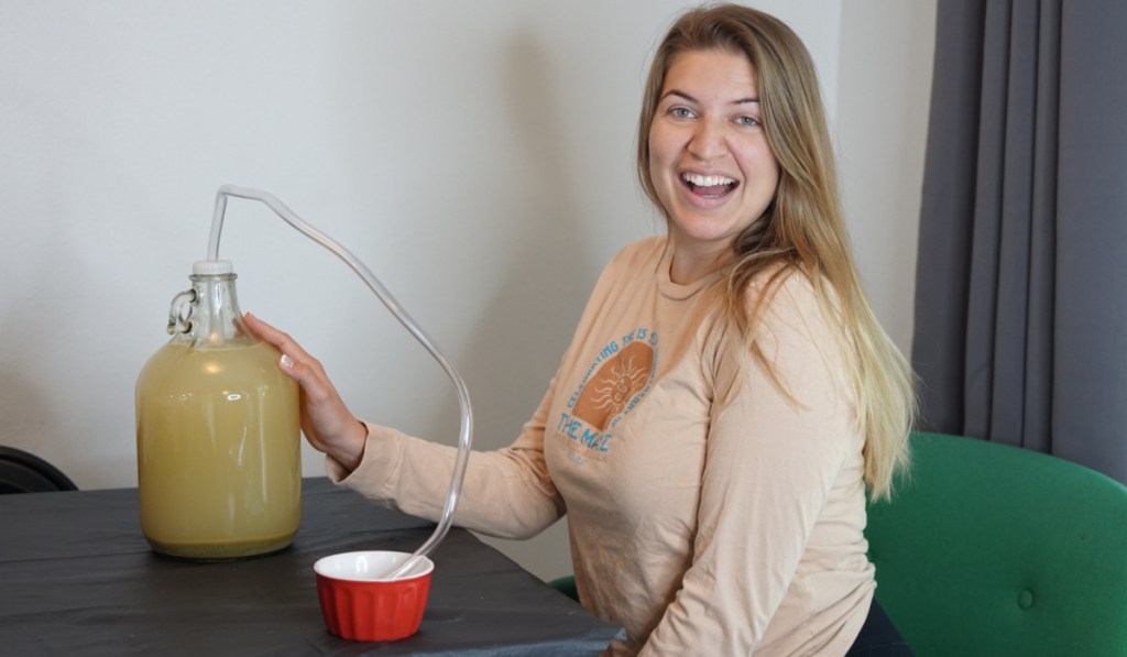 woman drinking homemade beer