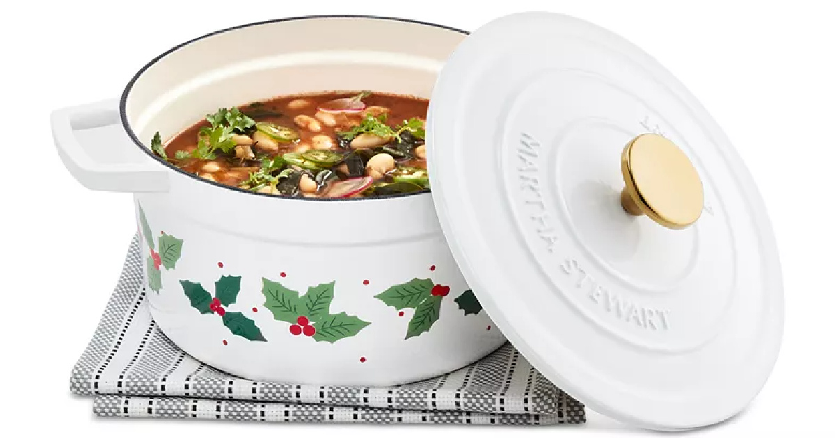 martha stewart holly enameled dutch oven