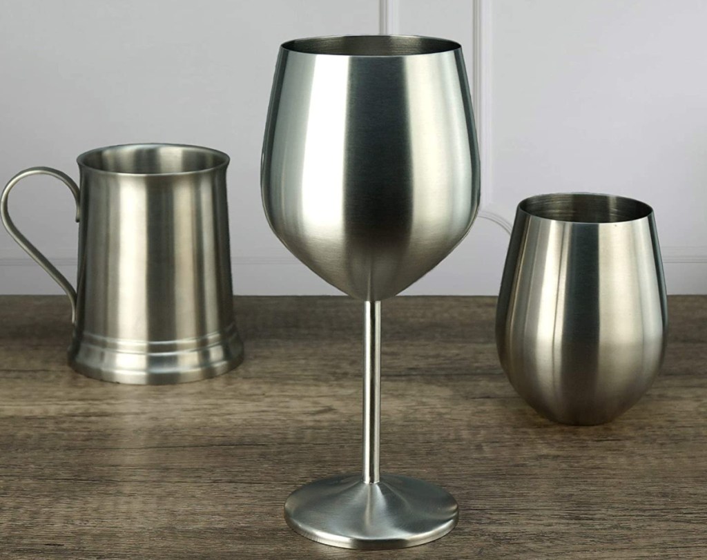 silver metallic glasses