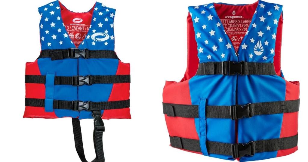 Child and Adult O'Rageous Americana Nylon Life Vests