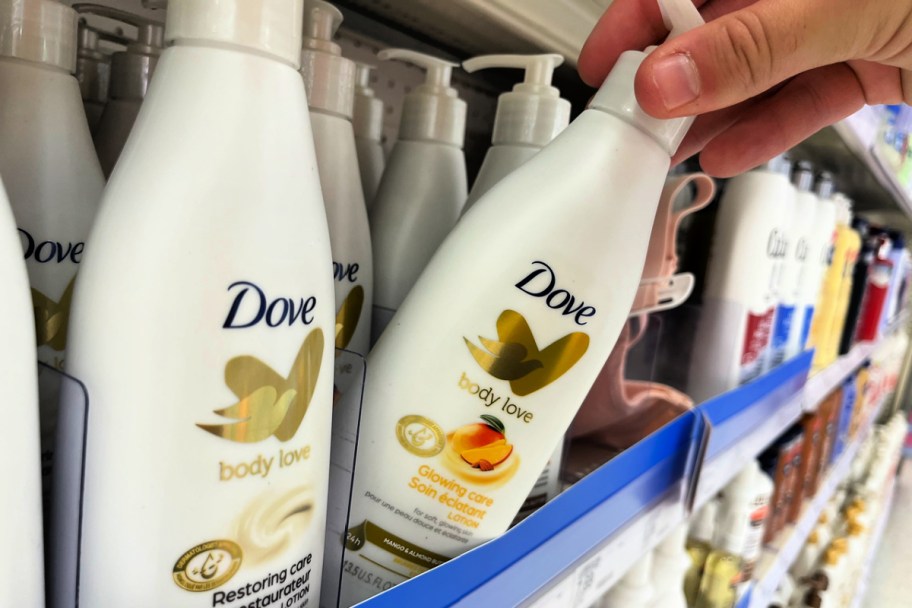 Dove Lotions on shelf