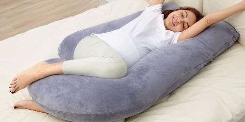 Full-Body U-Shaped Pregnancy Pillow Only $29.59 Shipped for Prime Members | Removable & Washable Cover