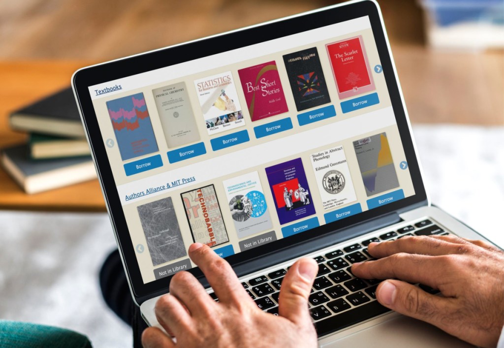 man browsing for college textbooks free on Open Library