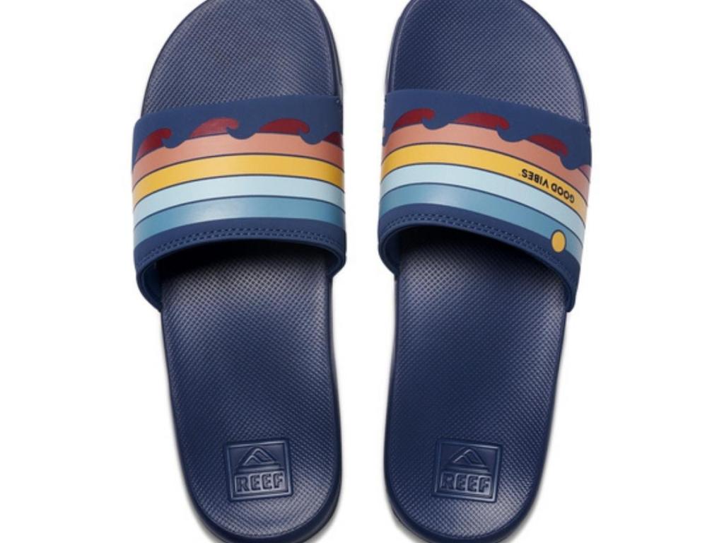 Life is Good Men's Good Vibes Wave Stripe Slides Sandals