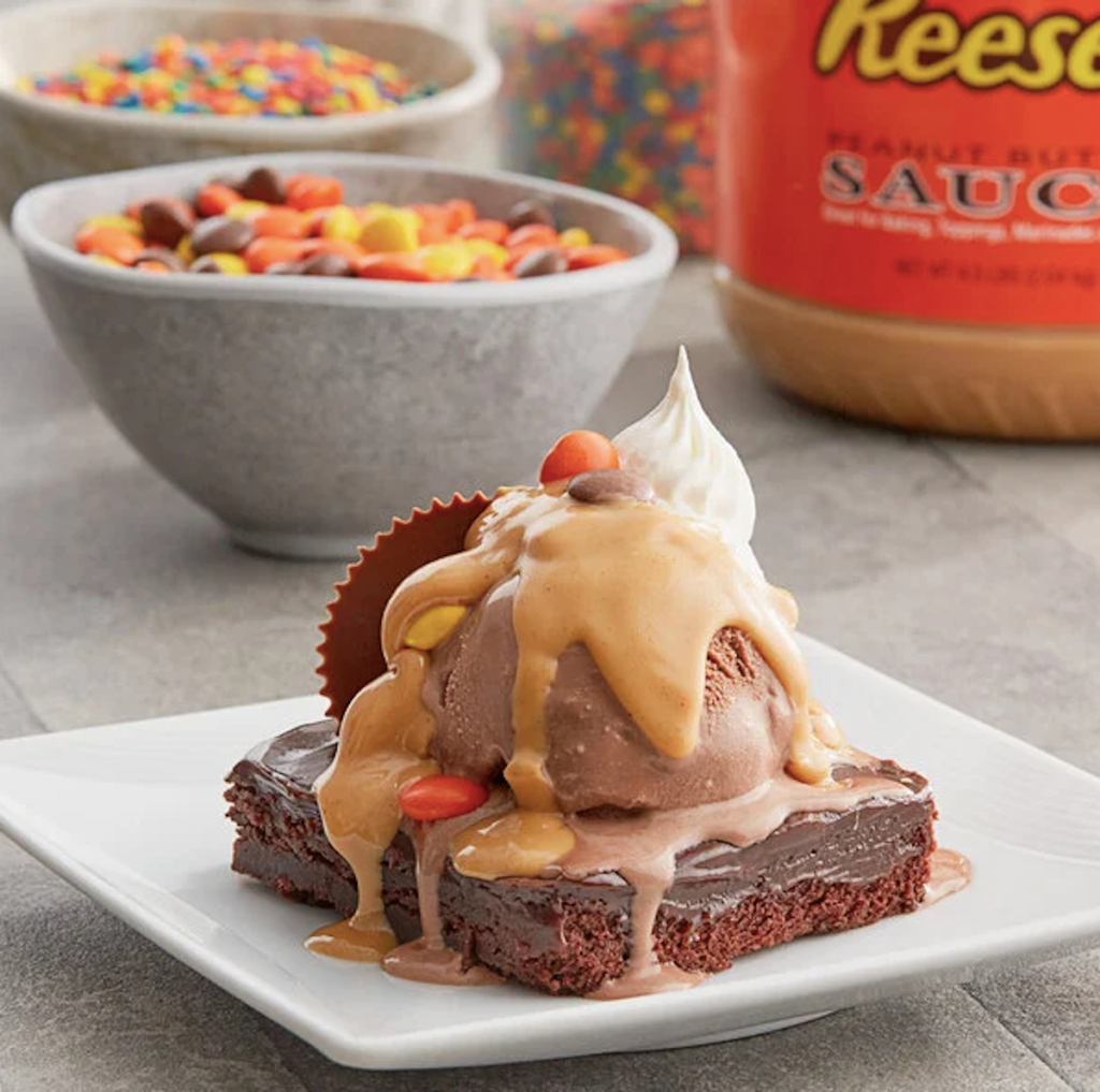 sundae with peanut butter sauce on it