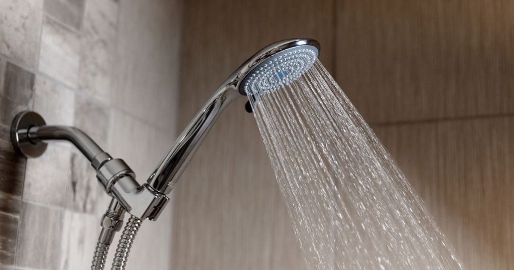 shower head in shower spraying