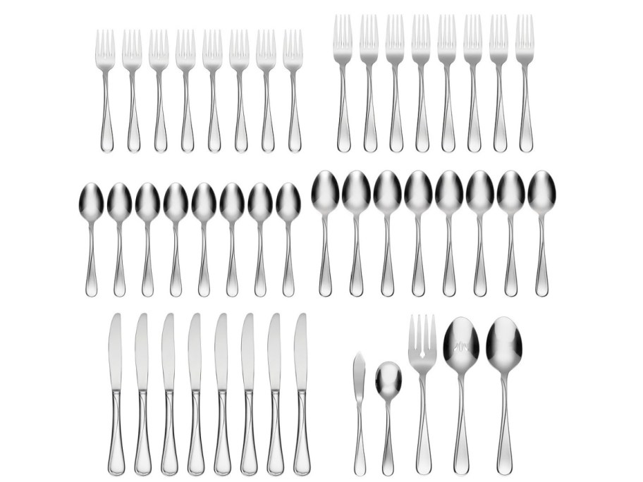 Stock image of Oneida Stainless Steel Flight 45 Piece Flatware Set