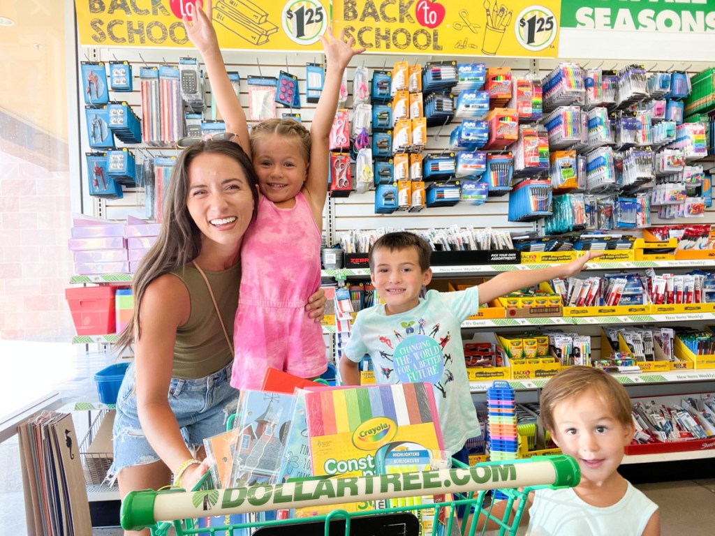 family shopping at dollar tree