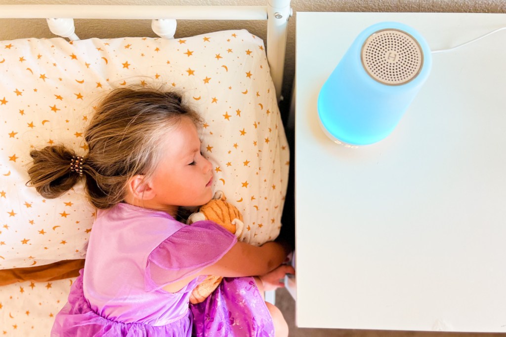 girl sleeping next to hatch 2nd gen sound machine