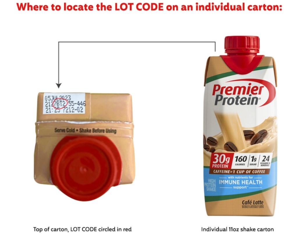 image showing lot codes on ready-to-drink shakes