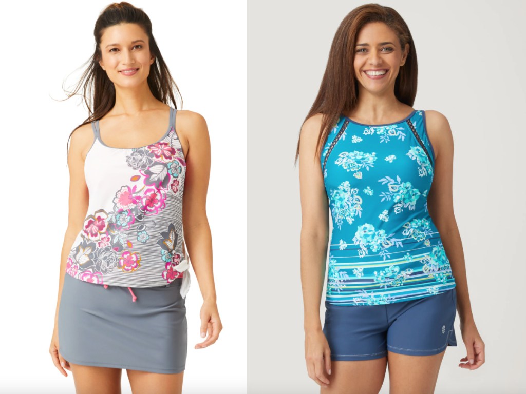 pink and blue swim tanks