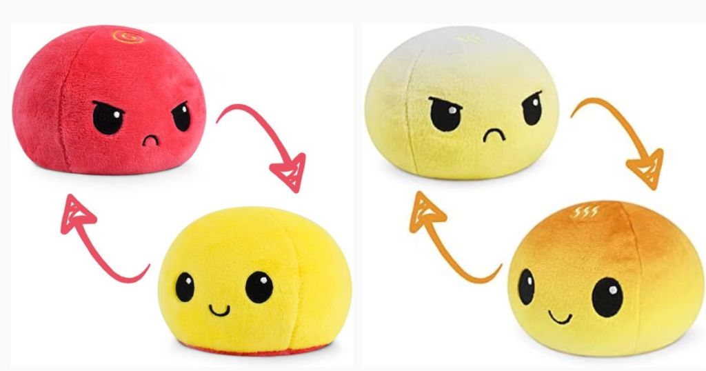 TeeTurtle - The Original Reversible Ball Plushie Red + Yellow and Yellow + Orange